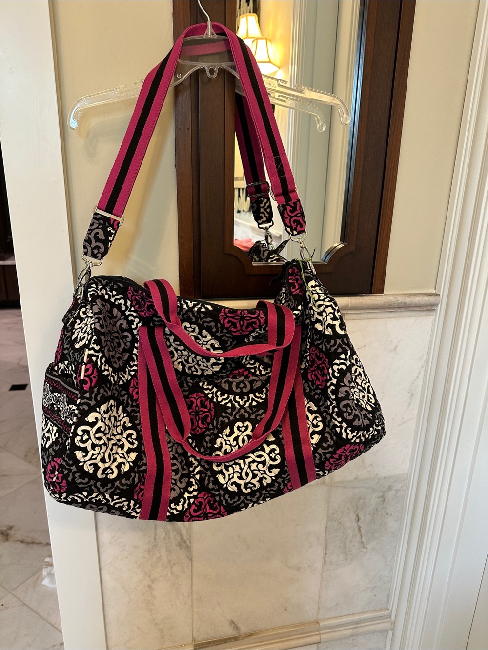 Vera Bradley "Canterberry Magenta" Quilted Patterned Travel Duffel